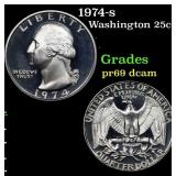 1974-s Proof Washington Quarter 25c Grades GEM++ P