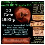 BU Shotgun Lincoln 1c roll, 1995-p 50 pcs Bank Wra
