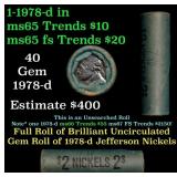 BU Shotgun Jefferson 5c roll, 1978-d 40 pcs Bank $