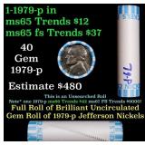 BU Shotgun Jefferson 5c roll, 1979-p 40 pcs Bank $