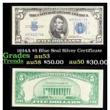 1934A $5 Blue Seal Silver Certificate Grades Selec