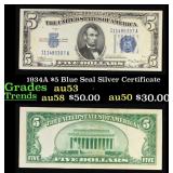 1934A $5 Blue Seal Silver Certificate Grades Selec