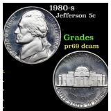 1980-s Proof Jefferson Nickel 5c Grades GEM++ Proo