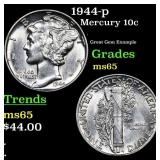 1944-p Mercury Dime 10c Grades GEM Unc