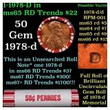 BU Shotgun Lincoln 1c roll, 1978-d 50 pcs Bank Wra