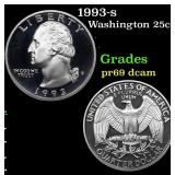 1993-s Proof Washington Quarter 25c Grades GEM++ P