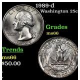 1989-d Washington Quarter 25c Grades GEM+ Unc