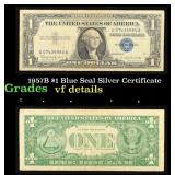 1957B $1 Blue Seal Silver Certificate Grades vf de