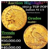 ***Major Highlight*** 1912-p Gold Indian Quarter E