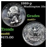1989-p Washington Quarter 25c Grades GEM+ Unc