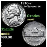 1970-s Jefferson Nickel 5c Grades GEM+ Unc