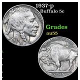1937-p Buffalo Nickel 5c Grades Choice AU