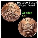 1oz .999 Fine Copper Bullion Round - Kraken style