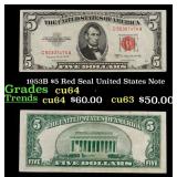 1953B $5 Red Seal United States Note Grades Choice