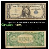 1957A $1 Blue Seal Silver Certificate Grades vf+