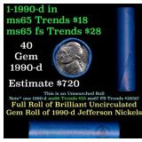BU Shotgun Jefferson 5c roll, 1990-d 40 pcs Bank $
