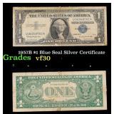 1957B $1 Blue Seal Silver Certificate Grades vf++