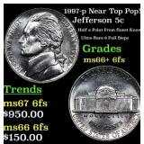 1997-p Jefferson Nickel Near Top Pop! 5c Graded ms