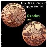 1oz .999 Fine Copper Bullion Round - Indian Gold C