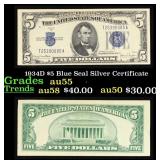 1934D $5 Blue Seal Silver Certificate Grades Choic
