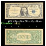 1957 $1 Blue Seal Silver Certificate Graded vf+