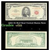 1963 $5 Red Seal United States Note Grades vf++