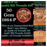 BU Shotgun Lincoln 1c roll, 1964-p 50 pcs Bank Wra
