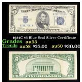 1934C $5 Blue Seal Silver Certificate Grades Choic
