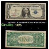 1957B $1 Blue Seal Silver Certificate Grades vf+