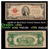 1928D $2 Red Seal United States Note Grades vf+