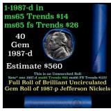 BU Shotgun Jefferson 5c roll, 1989-d 40 pcs Bank $