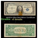 1957B $1 Blue Seal Silver Certificate Grades vf de