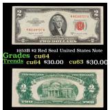 1953B $2 Red Seal United States Note Grades Choice