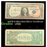 1957B $1 Blue Seal Silver Certificate Grades vf++