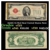 1928G $2 Red Seal United States Note Grades vf+