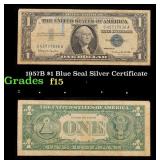 1957B $1 Blue Seal Silver Certificate Grades f+