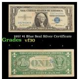 1957 $1 Blue Seal Silver Certificate Grades vf++