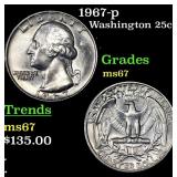 1967-p Washington Quarter 25c Grades GEM++ Unc
