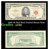 1963 $5 Red Seal United States Note Grades xf