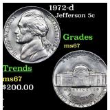 1972-d Jefferson Nickel 5c Grades GEM++ Unc