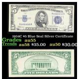 1934C $5 Blue Seal Silver Certificate Grades Choic