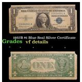 1957B $1 Blue Seal Silver Certificate Grades vf de