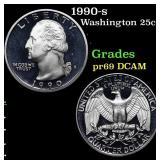 1990-s Proof Washington Quarter 25c Grades GEM++ P