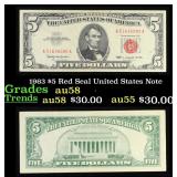 1963 $5 Red Seal United States Note Grades Choice