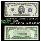 1934D $5 Blue Seal Silver Certificate Grades Choic