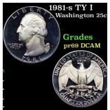 1981-s TY I Proof Washington Quarter 25c Grades GE