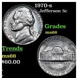1970-s Jefferson Nickel 5c Grades GEM+ Unc