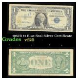 1957B $1 Blue Seal Silver Certificate Grades vf+