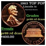 1963 Proof Lincoln Cent TOP POP! 1c Graded pr69 rd
