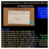 Original sealed box of 5x 1987 United States Mint